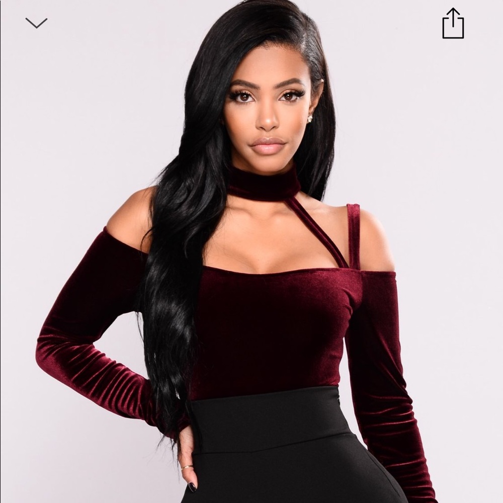 Fashion Nova Burgundy high Hopes 2 bodysuit